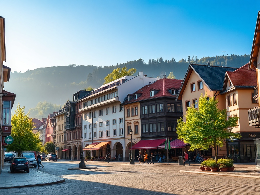 Mapa z zaznaczonymi punktami usługowymi w Nowej Rudzie, obrazująca infrastrukturę miasta